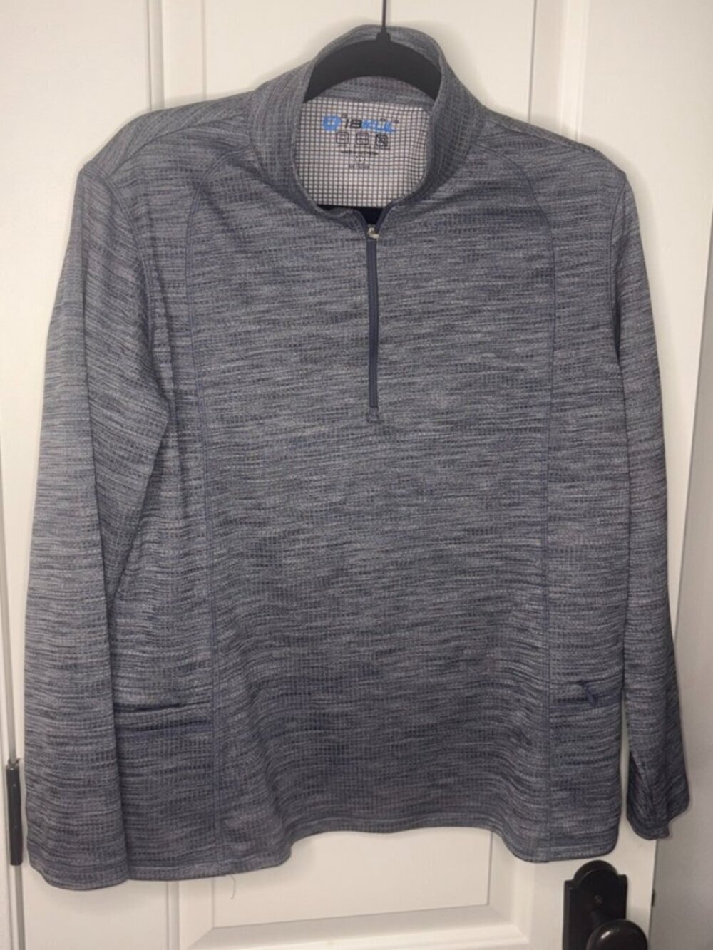 Men's IBKUL IBKomfortable Quarter-Zip Mock Pullover Gray Heathered size Large